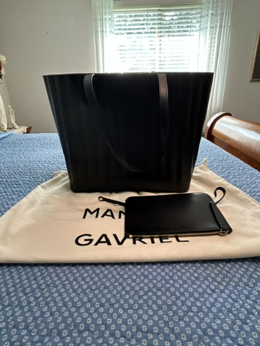 MANSUR GAVRIEL Pleated Leather Tote, Black